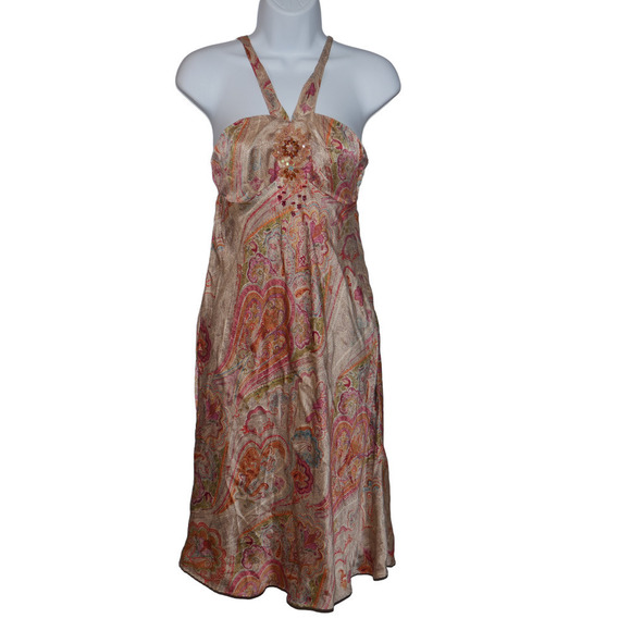 INC International Concepts Dresses & Skirts - 𝅺vintage Y2K 2000s Silk Halter Embellished Slip Dress Size 2
